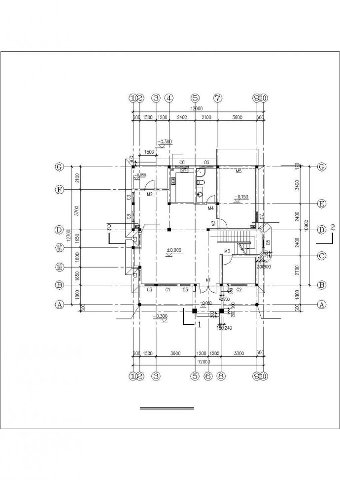 340平米2层混合结构单体乡村别墅平立面设计CAD图纸（含阁楼层）_图1