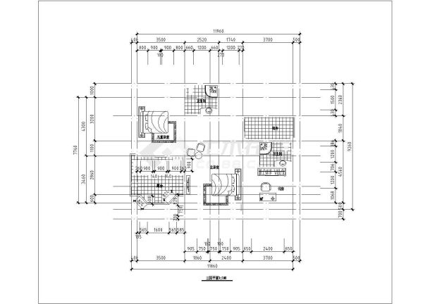 徐州某村镇385平米3层框混结构乡村别墅平立剖面设计CAD图纸-图一