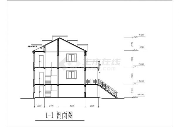 占地182+195平米两栋砖混结构单体别墅平立剖面设计CAD图纸-图一