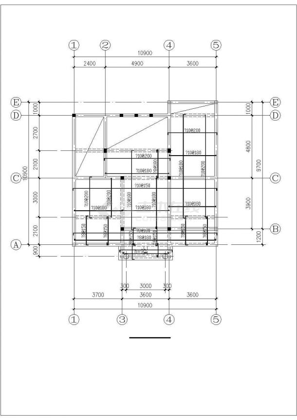 占地120平米3层砖混结构单体别墅建筑设计CAD图纸（含结构图）-图二