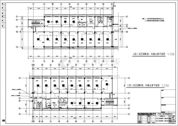 [宁波]某学院行政楼全套空调系统cad平面施工设计图-图二