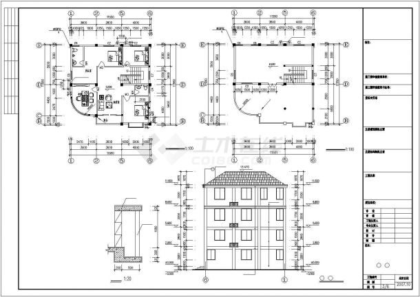 沈阳市某村镇390平米4层框架结构单体别墅全套建筑设计CAD图纸-图一