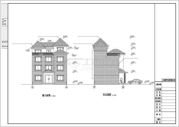 361平米四层砖混结构单体别墅全套建筑+结构设计CAD图纸-图一