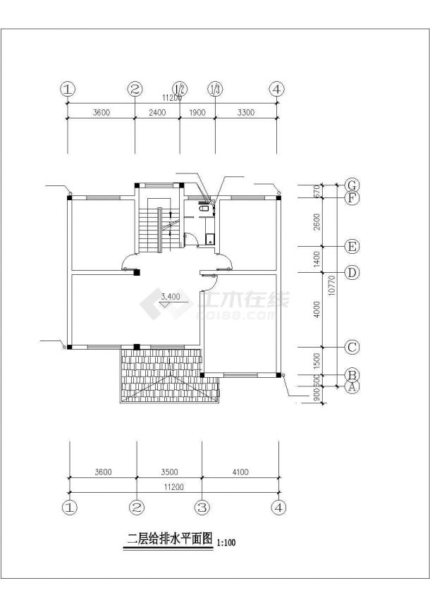 366平米4层框混结构独栋别墅给排水系统设计CAD图纸-图二