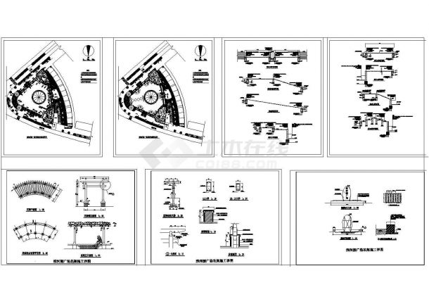 某大型淮河源广场CAD建筑设计施工图-图二