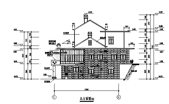 某市三层鸡公山风景区改造别墅建筑施工cad图_别墅施工-图一