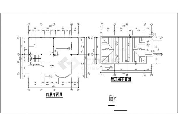 550平米左右4层框混结构独栋别墅建筑设计CAD图纸（含夹层）-图一