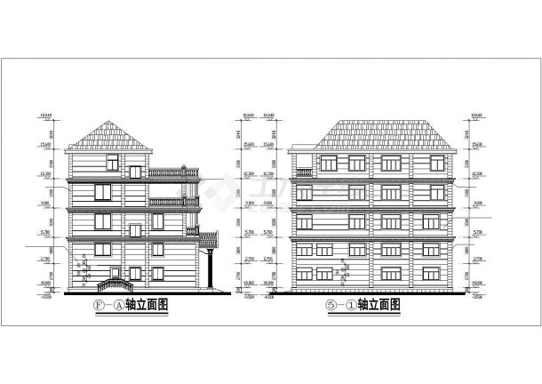550平米左右4层框混结构独栋别墅建筑设计CAD图纸（含夹层）-图二