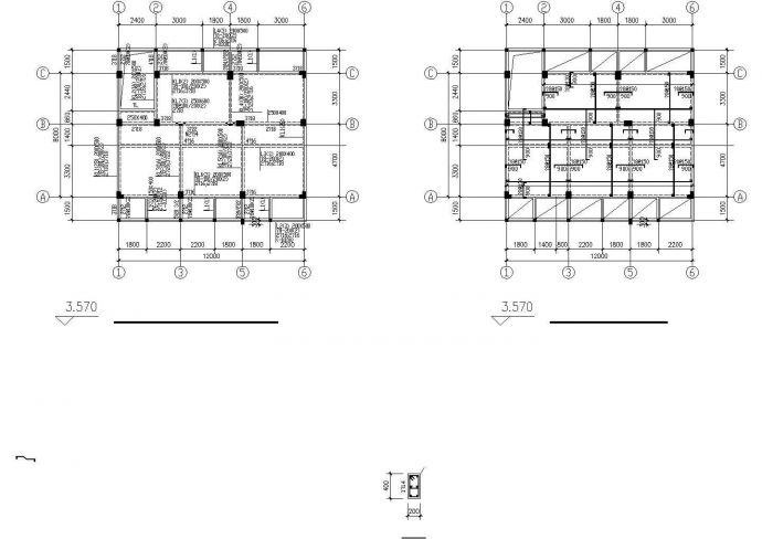 太原市某村镇450平米左右4层框架结构单体别墅全套结构设计CAD图纸_图1