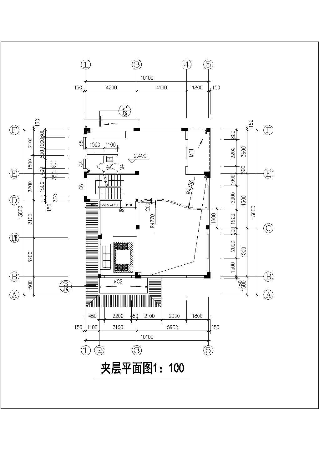 375平米3层框混结构单体乡村别墅建筑设计CAD图纸（含夹层）