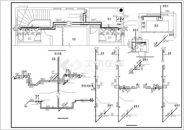 抚顺市姿兰家园小区2层砖混结构单体别墅给排水设计CAD图纸-图一