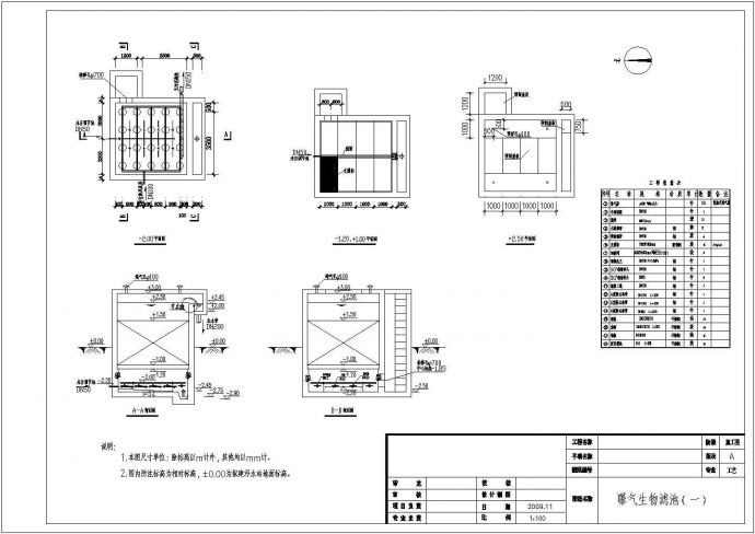某温泉中心污水处理站设计cad全套工艺施工图纸_图1