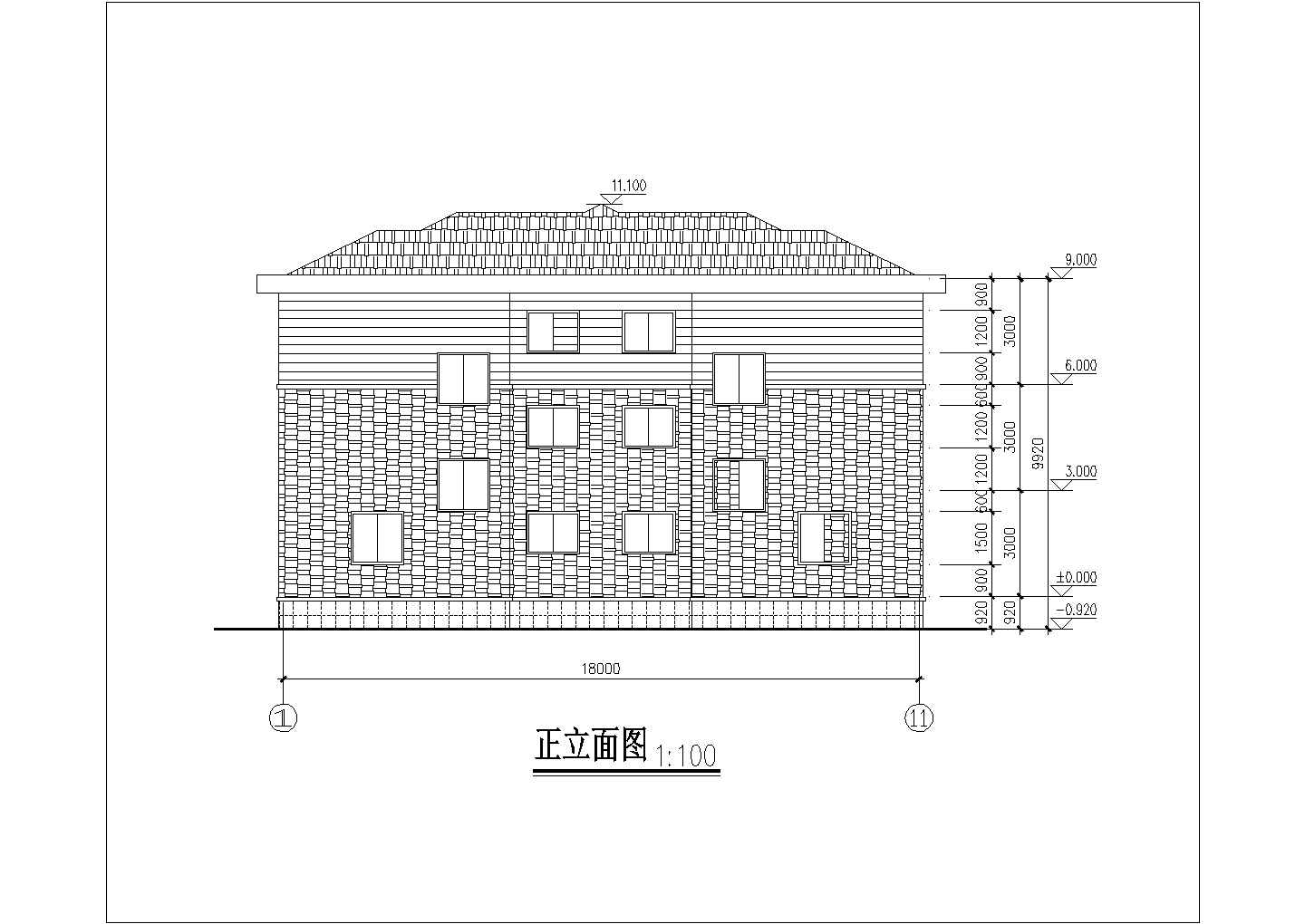 510平米3层框架结构双拼别墅全套平立剖面设计CAD图纸