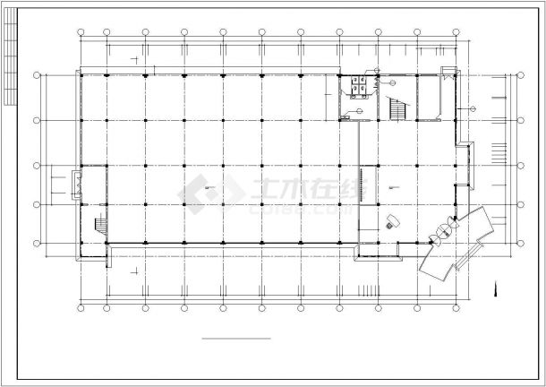 某公司2700平米2层框架结构职工食堂建筑+结构设计CAD图纸-图一