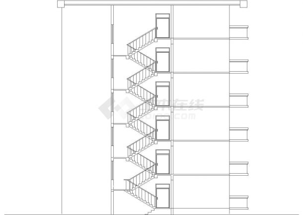 2850平米6层框混结构住宅楼平立剖面设计CAD图纸（1层4户）-图二