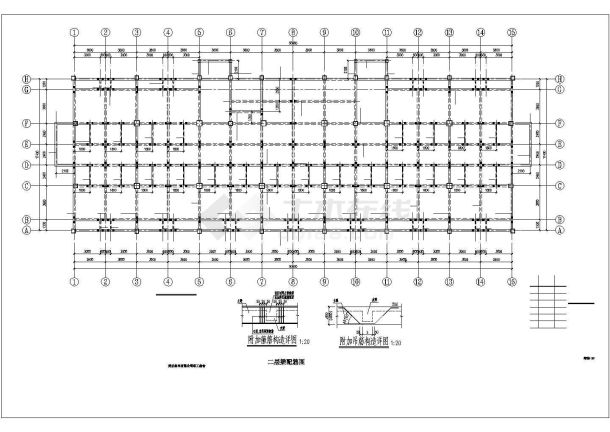 巢湖市某实验中学四层框架结构学生宿舍楼全套结构设计CAD图纸-图一