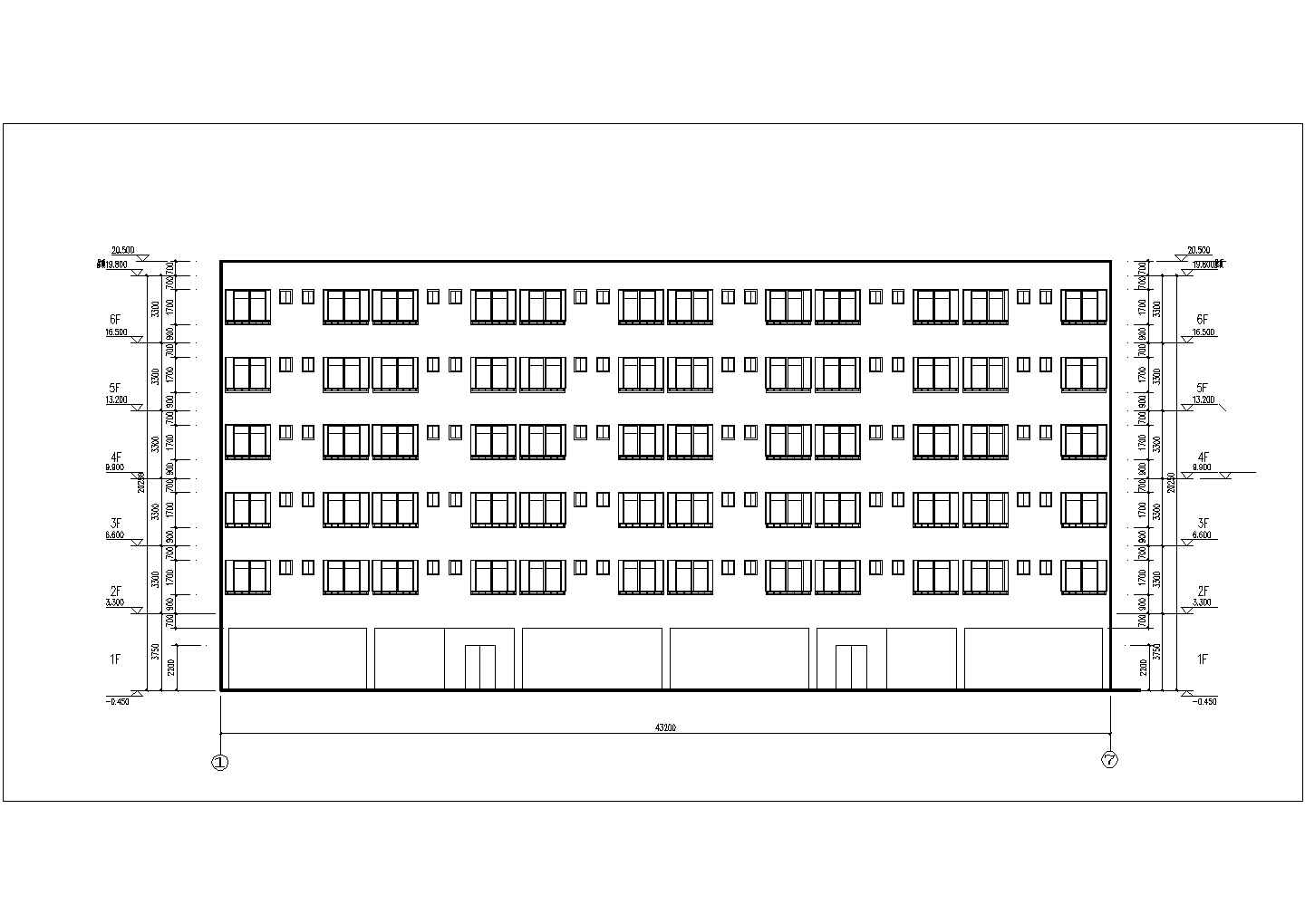 威武市某中学4500平6层框架结构宿舍楼建筑+结构设计CAD图纸
