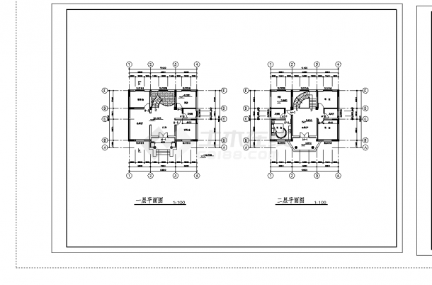 2套北京一字型别墅小区设计施工cad图纸-图一