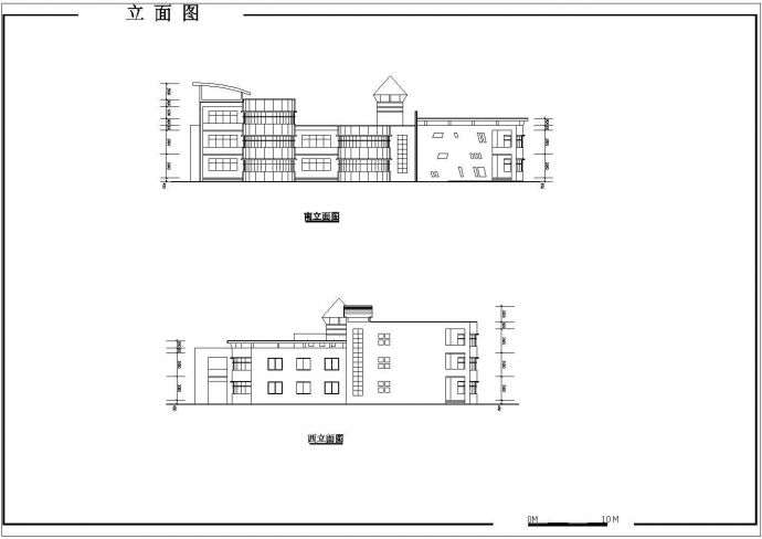 1413平方米三层幼儿园建筑施工cad图(含总平面图，共七张)_图1