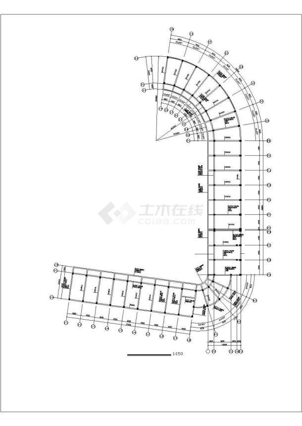 某地区5层框架C形办公楼建筑结构施工图-图二