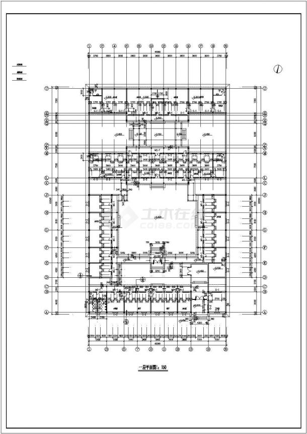 某办公用仿古四合院设计cad详细建筑扩初图-图二