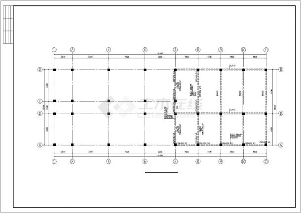 某市3层独立基框架办公楼结构CAD图-图二