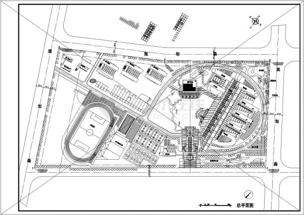 某学校CAD建筑设计总平面图-图一