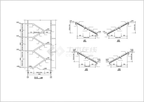 某四层砖混别墅建筑设计施工CAD图纸-图一