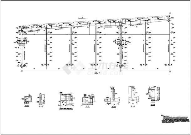 无锡市某工厂3万平米单层钢框架结构生产厂房全套建筑设计CAD图纸-图二