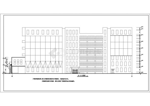 泉州市某工业区6+1层钢混框架结构生产大楼建筑设计CAD图纸-图一