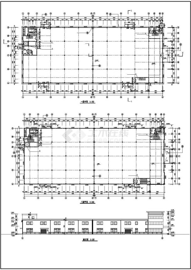 昆山市某工厂6800平米左右2层框架结构生产车间建筑设计CAD图纸-图二