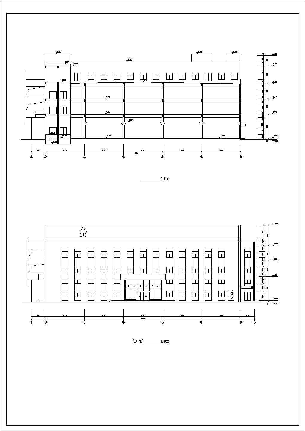 某服装厂1.4万平米4层框架生产厂房建筑设计CAD图纸（含夹层和天面层）