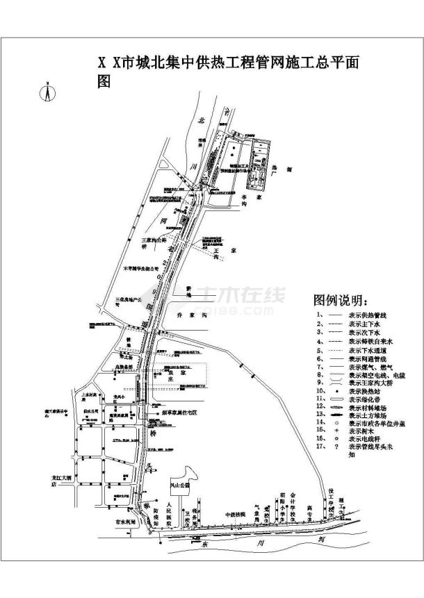 某集中供热管网工程设计施工CAD图纸-图一