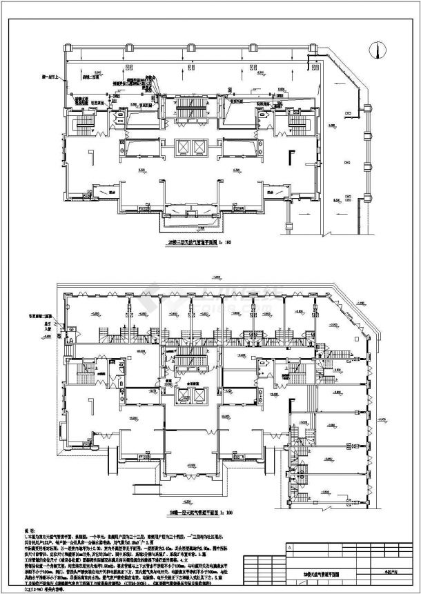 某庭院天然气管道系统设计施工CAD图纸-图一