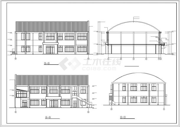 某中学操场与食堂建施设计CAD图-图二
