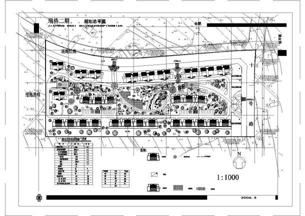 某高档多层居民小区绿化规划设计cad总平面施工图（含技术经济指标）-图一