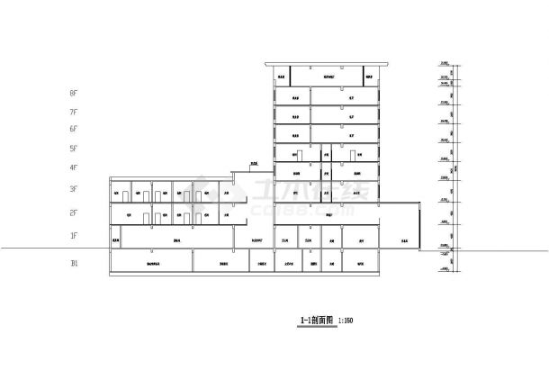 某地区酒店建筑3立1剖方案设计施工图-图二