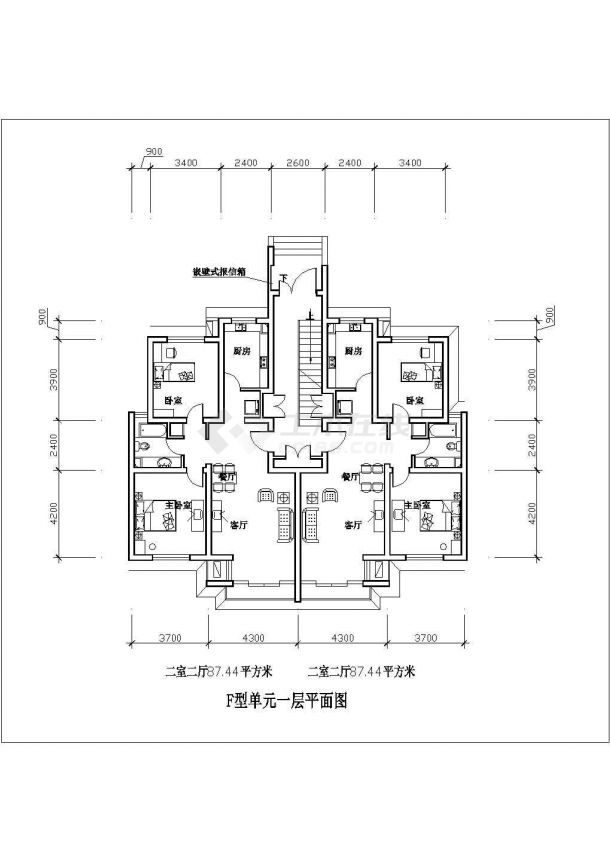 深圳市居民房87平设计全套施工cad-图一