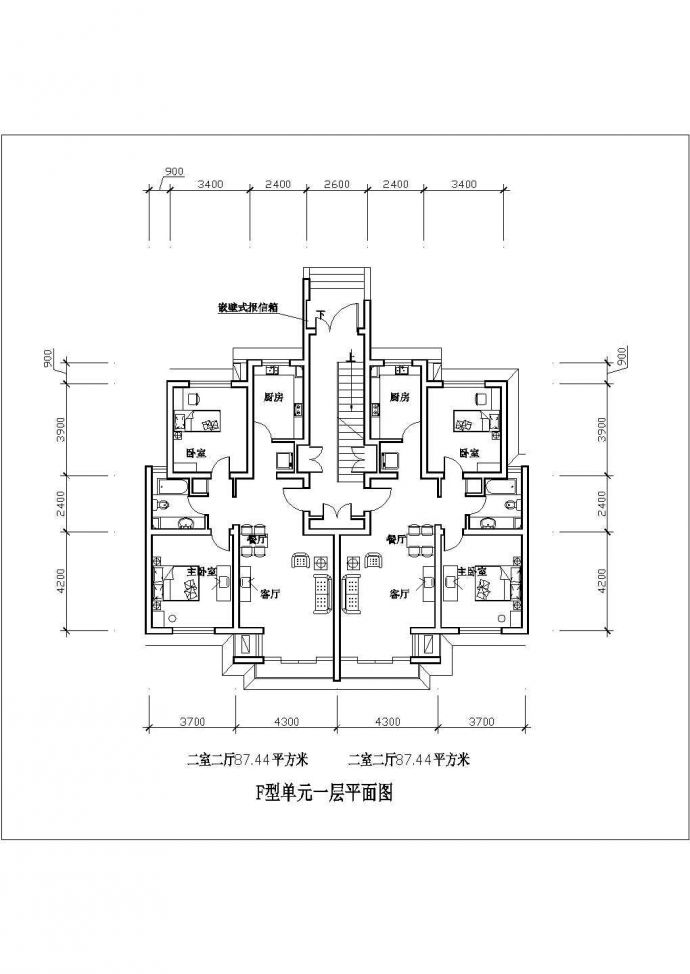 深圳市居民房87平设计全套施工cad_图1