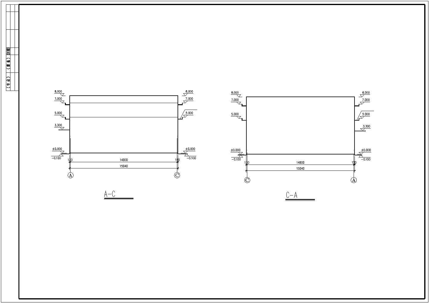 扬州某自行车厂590平米单层砖混结构加工厂房平立剖面设计CAD图纸