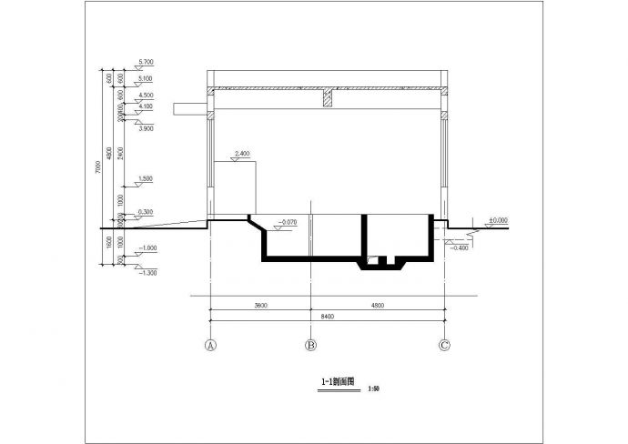 阜阳市某自来水厂450平米单层砖混结构加工厂房建筑设计CAD图纸_图1