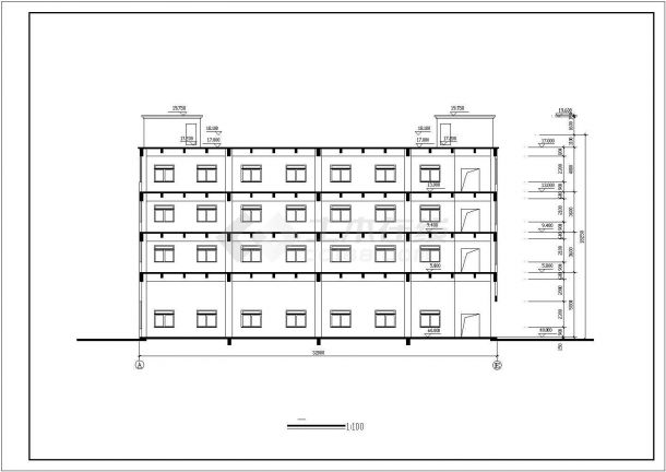 青岛市某工厂2900平米4层框混结构生产厂房全套建筑设计CAD图纸-图一
