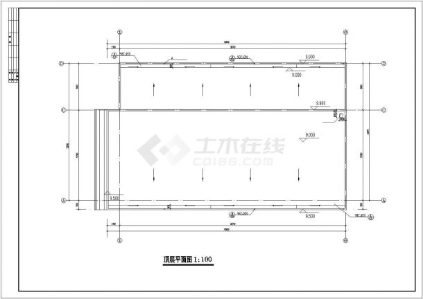 长春市某工厂2000平米左右双层框混结构加工车间建筑设计CAD图纸-图二