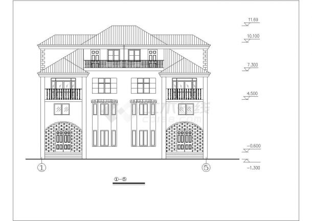 某256㎡二层别墅建筑施工图纸（标注明细）（含6张图纸）-图二