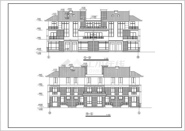 某三层中式风格别墅建筑施工图纸（10张图纸）-图二