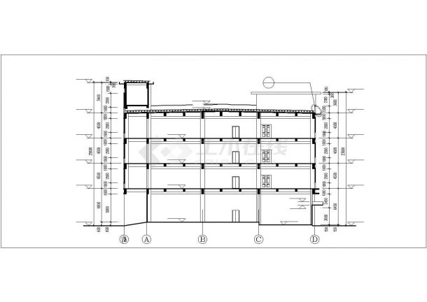 石家庄某工厂5300平米4层框架结构加工车间建筑设计CAD图纸-图一