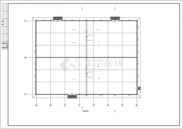 南阳市某工厂1760平米单层双跨门式钢结构生产厂房建筑设计CAD图纸-图一