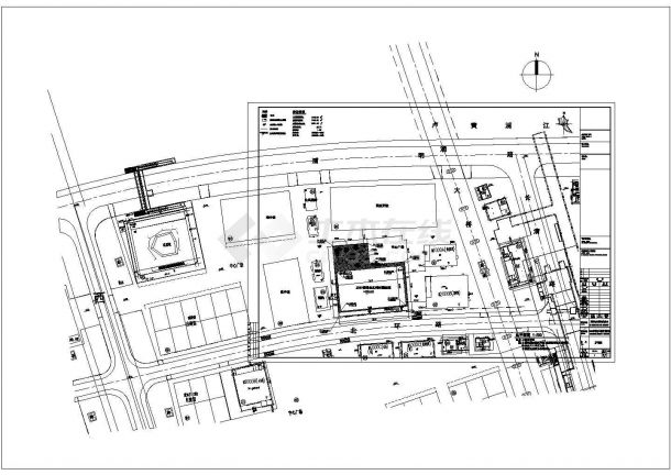 某长74.4米 宽45米 2层展览展馆CAD建筑方案设计-总平面图-图一