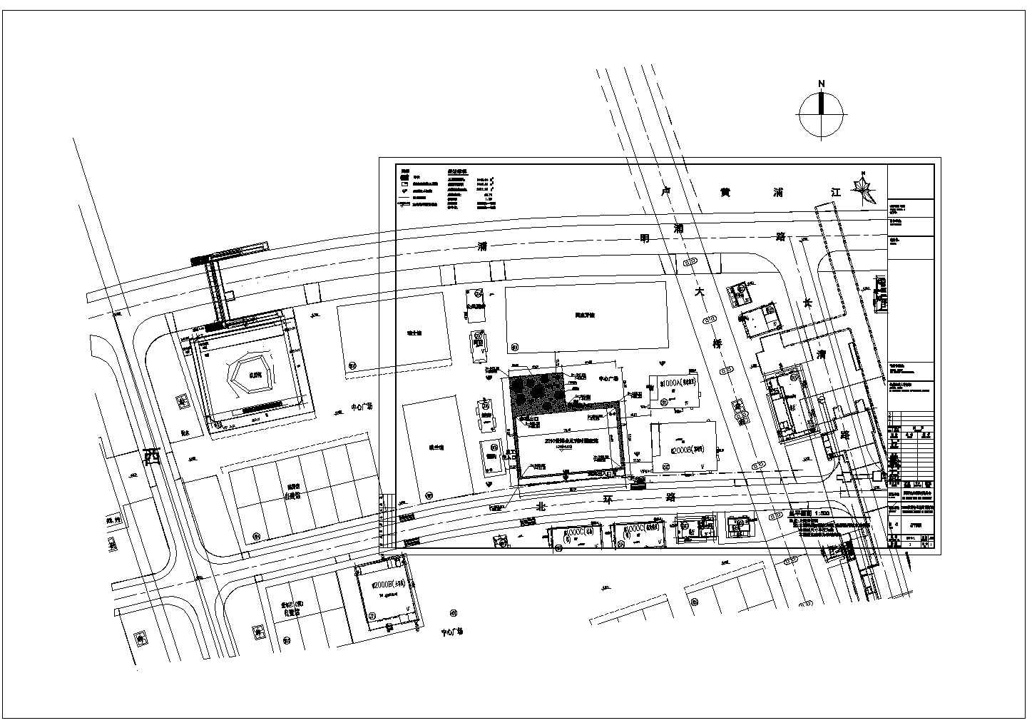 某长74.4米 宽45米 2层展览展馆CAD建筑方案设计-总平面图