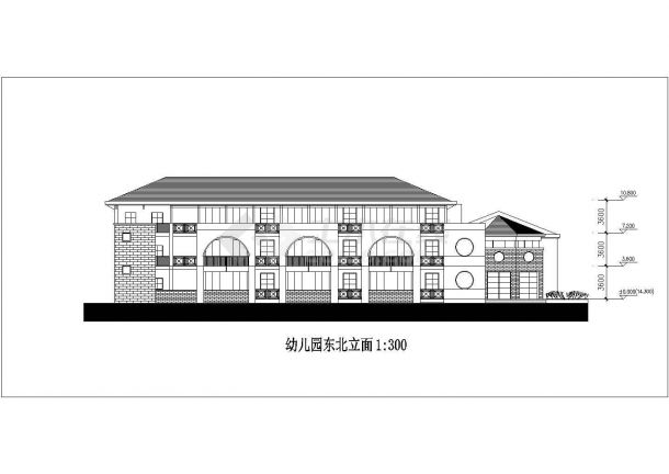 广东某幼儿园二层综合楼建筑设计cad图纸，共8张-图二